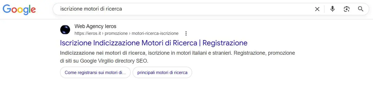 In prima pagina sui motori di ricerca