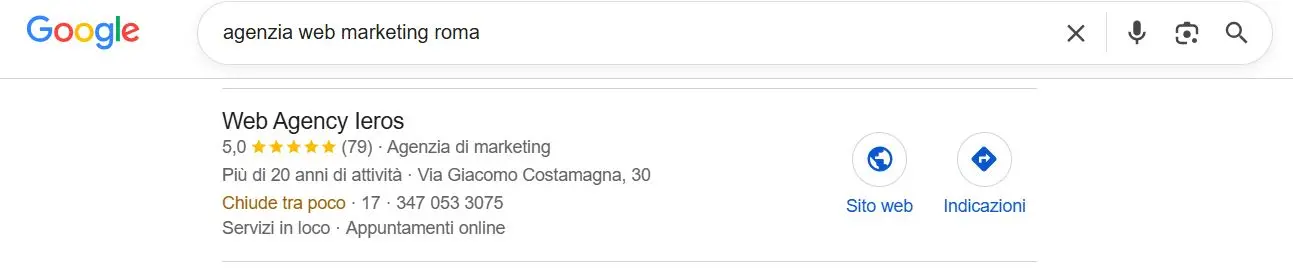 Agenzia web marketing Roma su Google Maps
